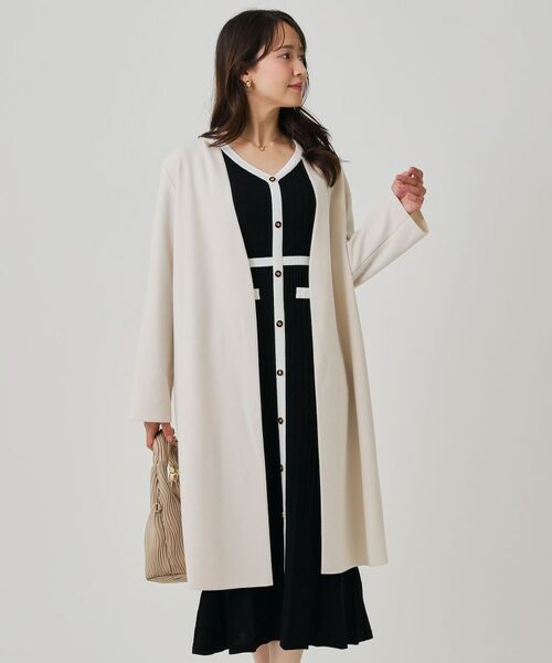 COUP DE CHANCE / クードシャンス その他アウター | 【日本製/ジャージ素材/裏地無し/軽い着心地】Iラインシルエットのコーディガン(ホワイト(002))