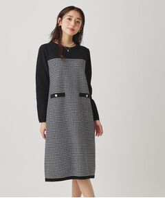 COUP DE CHANCE / クードシャンス ミニ丈・ひざ丈ワンピース | 【手洗い可】配色デザインニットワンピース