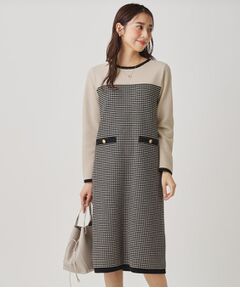 COUP DE CHANCE / クードシャンス ミニ丈・ひざ丈ワンピース | 【手洗い可】配色デザインニットワンピース