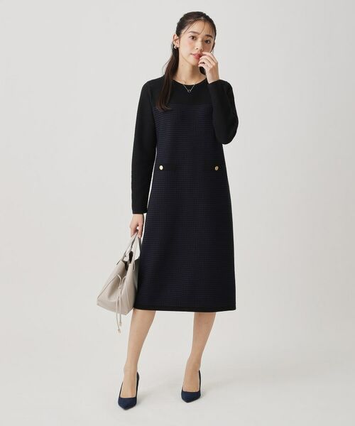 COUP DE CHANCE / クードシャンス ミニ丈・ひざ丈ワンピース | 【手洗い可】配色デザインニットワンピース | 詳細10