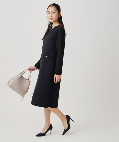 COUP DE CHANCE / クードシャンス ミニ丈・ひざ丈ワンピース | 【手洗い可】配色デザインニットワンピース | 詳細11