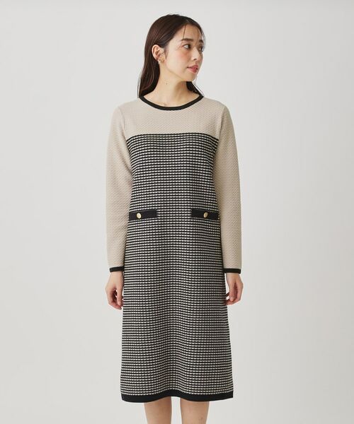COUP DE CHANCE / クードシャンス ミニ丈・ひざ丈ワンピース | 【手洗い可】配色デザインニットワンピース | 詳細13