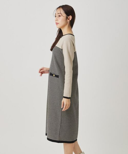 COUP DE CHANCE / クードシャンス ミニ丈・ひざ丈ワンピース | 【手洗い可】配色デザインニットワンピース | 詳細14