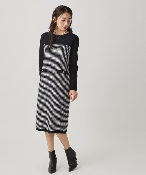 COUP DE CHANCE / クードシャンス ミニ丈・ひざ丈ワンピース | 【手洗い可】配色デザインニットワンピース | 詳細2