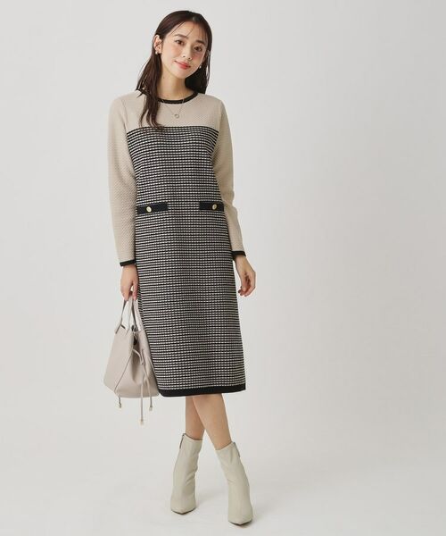 COUP DE CHANCE / クードシャンス ミニ丈・ひざ丈ワンピース | 【手洗い可】配色デザインニットワンピース | 詳細5