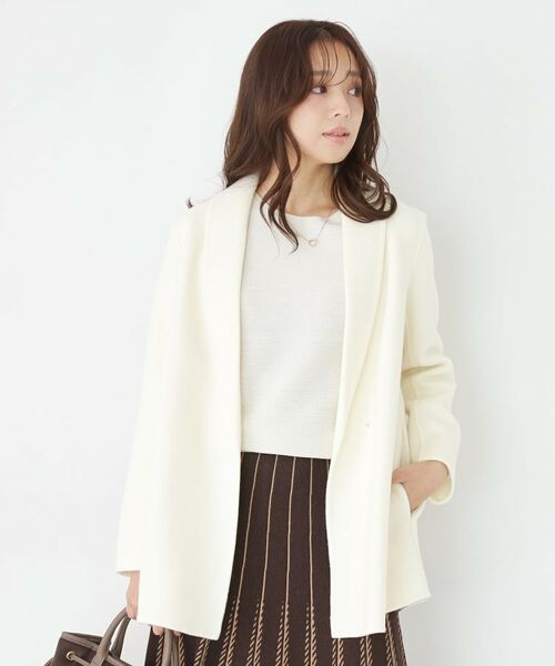 COUP DE CHANCE / クードシャンス ステンカラーコート | 【リバー仕立て／裏地無し】軽く羽織れるウールリバーコート | 詳細1