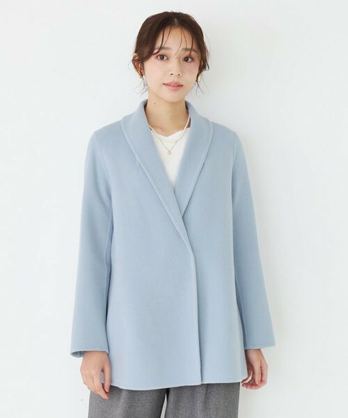 COUP DE CHANCE / クードシャンス ステンカラーコート | 【リバー仕立て／裏地無し】軽く羽織れるウールリバーコート | 詳細15