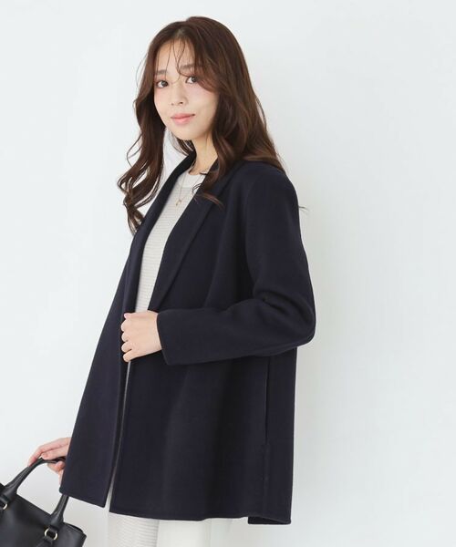 COUP DE CHANCE / クードシャンス ステンカラーコート | 【リバー仕立て／裏地無し】軽く羽織れるウールリバーコート | 詳細5