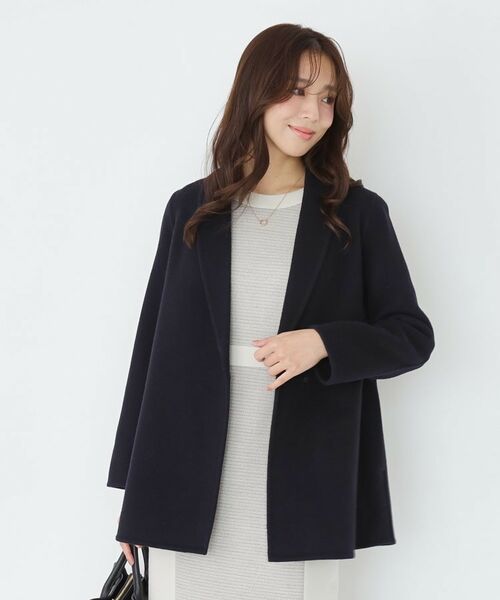 COUP DE CHANCE / クードシャンス ステンカラーコート | 【リバー仕立て／裏地無し】軽く羽織れるウールリバーコート | 詳細6