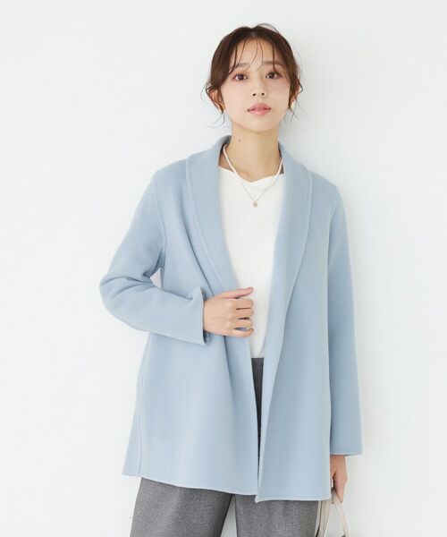 COUP DE CHANCE / クードシャンス ステンカラーコート | 【リバー仕立て／裏地無し】軽く羽織れるウールリバーコート | 詳細9