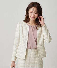 COUP DE CHANCE / クードシャンス ノーカラージャケット | 【日本製／セットアップ可】ファンシーツィードのノーカラージャケット