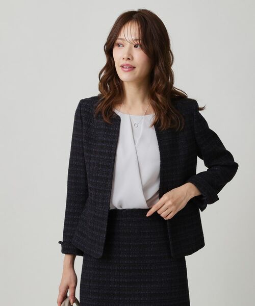 COUP DE CHANCE / クードシャンス ノーカラージャケット | 【日本製／セットアップ可】ファンシーツィードのノーカラージャケット | 詳細9