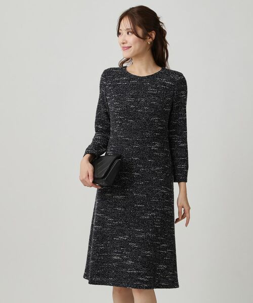 COUP DE CHANCE / クードシャンス ミニ丈・ひざ丈ワンピース | 【手洗い可/日本製/伸縮性】ツイード見えワンピース | 詳細1