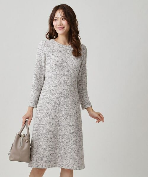 COUP DE CHANCE / クードシャンス ミニ丈・ひざ丈ワンピース | 【手洗い可/日本製/伸縮性】ツイード見えワンピース | 詳細5