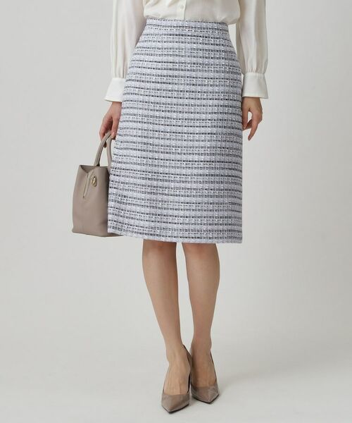 COUP DE CHANCE / クードシャンス スカート | 【日本製/セットアップ】ファンシーツィードのセミAラインスカート(ブルー(491))