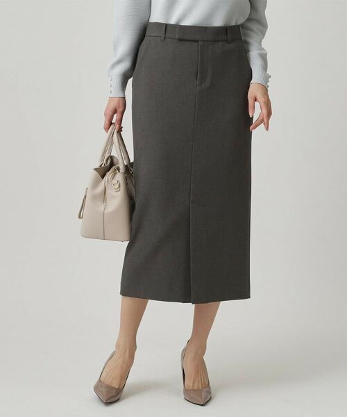 COUP DE CHANCE / クードシャンス ロング・マキシ丈スカート | 【手洗い可/日本製】ナロータイトスカート(チャコールグレー(014))