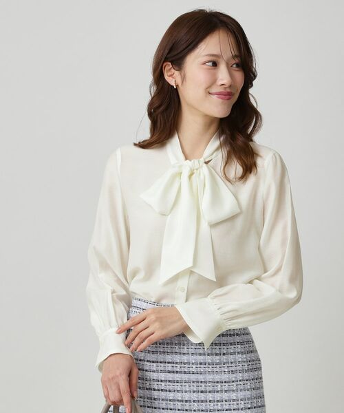COUP DE CHANCE / クードシャンス シャツ・ブラウス | 【手洗い可／日本製】シアーリボンブラウス | 詳細1