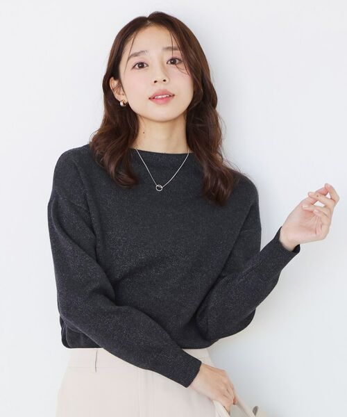 COUP DE CHANCE / クードシャンス ニット・セーター | 【手洗い可】ラメ混ニットトップス(チャコールグレー(014))