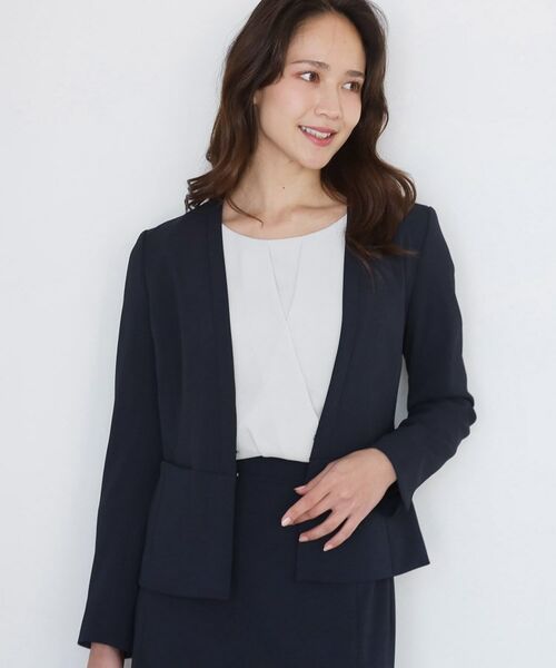 COUP DE CHANCE / クードシャンス ノーカラージャケット | 【手洗い可／日本製／伸縮性／スーツ可】カラーレスジャケット | 詳細11