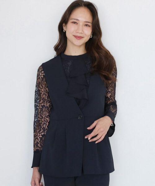 COUP DE CHANCE / クードシャンス ベスト | 【手洗い可/日本製/伸縮性/セットアップ可】カラーレスのジレ | 詳細9