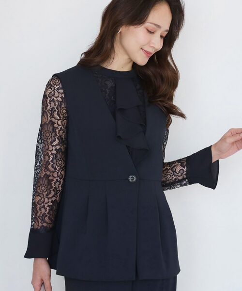 COUP DE CHANCE / クードシャンス ベスト | 【手洗い可/日本製/伸縮性/セットアップ可】カラーレスのジレ(ネイビー(094))