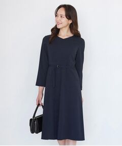 COUP DE CHANCE / クードシャンス ロング・マキシ丈ワンピース | 【手洗い可／日本製／伸縮性／セットアップ可】共地ベルト付フレアーワンピース