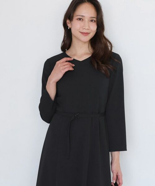 COUP DE CHANCE / クードシャンス ロング・マキシ丈ワンピース | 【手洗い可/日本製/伸縮性/セットアップ可】共地ベルト付フレアーワンピース | 詳細1