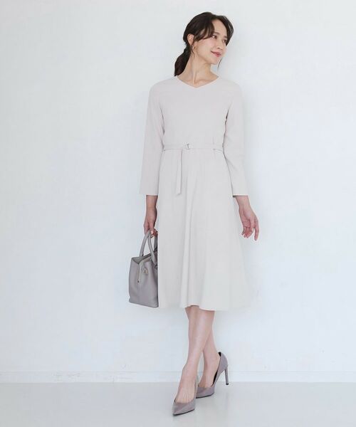 COUP DE CHANCE / クードシャンス ロング・マキシ丈ワンピース | 【手洗い可/日本製/伸縮性/セットアップ可】共地ベルト付フレアーワンピース | 詳細10