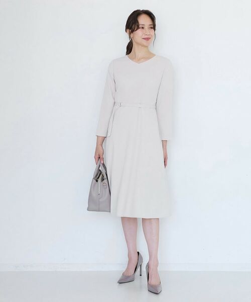 COUP DE CHANCE / クードシャンス ロング・マキシ丈ワンピース | 【手洗い可/日本製/伸縮性/セットアップ可】共地ベルト付フレアーワンピース | 詳細11