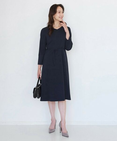 COUP DE CHANCE / クードシャンス ロング・マキシ丈ワンピース | 【手洗い可/日本製/伸縮性/セットアップ可】共地ベルト付フレアーワンピース | 詳細14