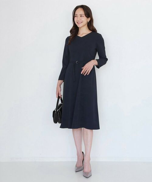 COUP DE CHANCE / クードシャンス ロング・マキシ丈ワンピース | 【手洗い可/日本製/伸縮性/セットアップ可】共地ベルト付フレアーワンピース | 詳細17