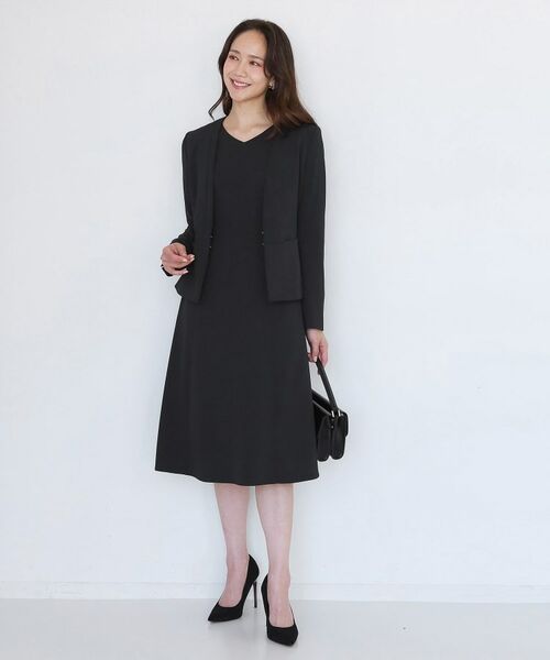 COUP DE CHANCE / クードシャンス ロング・マキシ丈ワンピース | 【手洗い可/日本製/伸縮性/セットアップ可】共地ベルト付フレアーワンピース | 詳細3