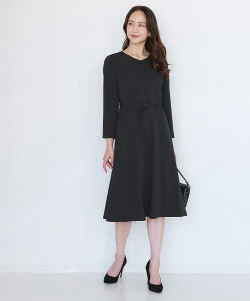COUP DE CHANCE / クードシャンス ロング・マキシ丈ワンピース | 【手洗い可/日本製/伸縮性/セットアップ可】共地ベルト付フレアーワンピース | 詳細5