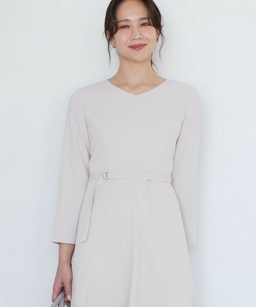 COUP DE CHANCE / クードシャンス ロング・マキシ丈ワンピース | 【手洗い可/日本製/伸縮性/セットアップ可】共地ベルト付フレアーワンピース | 詳細7