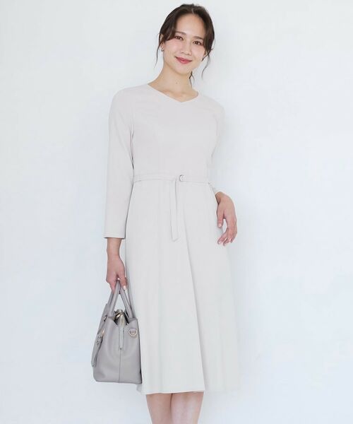 COUP DE CHANCE / クードシャンス ロング・マキシ丈ワンピース | 【手洗い可/日本製/伸縮性/セットアップ可】共地ベルト付フレアーワンピース | 詳細8