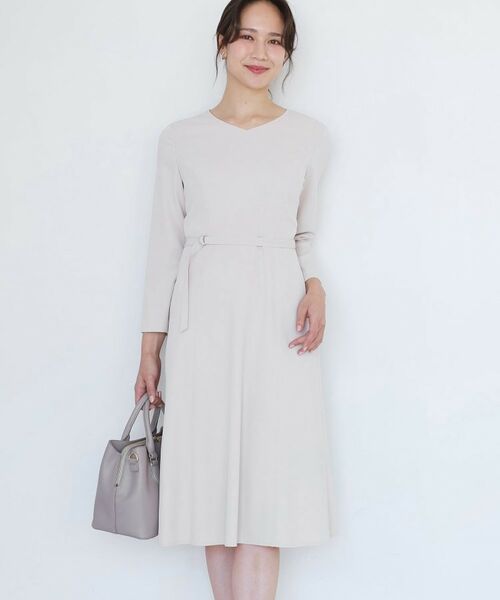 COUP DE CHANCE / クードシャンス ロング・マキシ丈ワンピース | 【手洗い可/日本製/伸縮性/セットアップ可】共地ベルト付フレアーワンピース | 詳細9