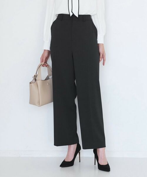 COUP DE CHANCE / クードシャンス パンツ | 【手洗い可/日本製/伸縮性/スーツ可】センタープレス入りストレートワイドパンツ(ブラック(019))
