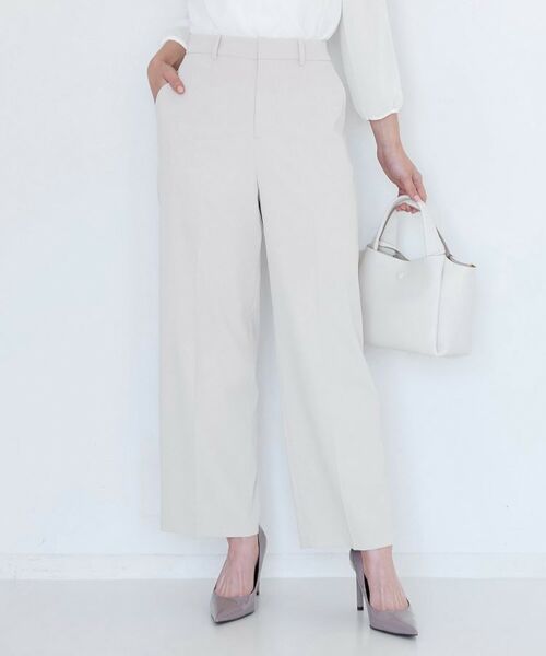 COUP DE CHANCE / クードシャンス パンツ | 【手洗い可/日本製/伸縮性/スーツ可】センタープレス入りストレートワイドパンツ(グレージュ(050))
