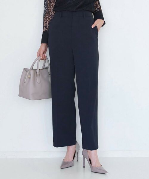 COUP DE CHANCE / クードシャンス パンツ | 【手洗い可/日本製/伸縮性/スーツ可】センタープレス入りストレートワイドパンツ(ネイビー(094))