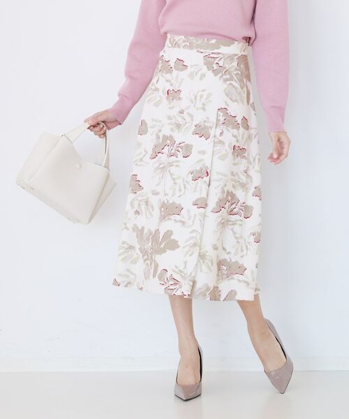 COUP DE CHANCE / クードシャンス スカート | 【手洗い可／日本製／ウエスト後ろゴム】フラワー柄フレアスカート | 詳細1