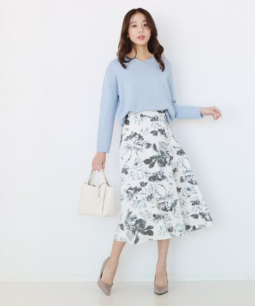 COUP DE CHANCE / クードシャンス スカート | 【手洗い可／日本製／ウエスト後ろゴム】フラワー柄フレアスカート | 詳細7