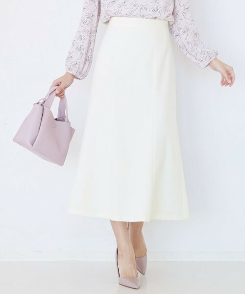 COUP DE CHANCE / クードシャンス スカート | 【手洗い可／日本製／ウエスト後ろゴム仕様】マーメイドシルエットのスカート（ホワイト(001)）