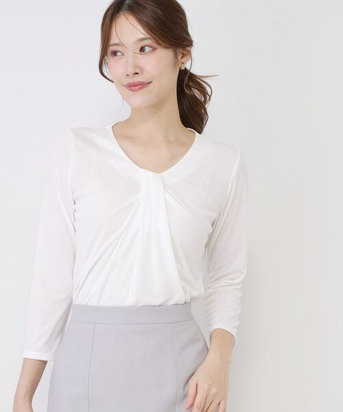 COUP DE CHANCE / クードシャンス カットソー | 【手洗い可/日本製/7分袖/ジャケットイン】しなやかな落ち感のカットソー(ホワイト(001))