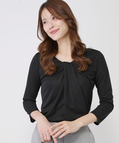 COUP DE CHANCE / クードシャンス カットソー | 【手洗い可/日本製/7分袖/ジャケットイン】しなやかな落ち感のカットソー(ブラック(019))