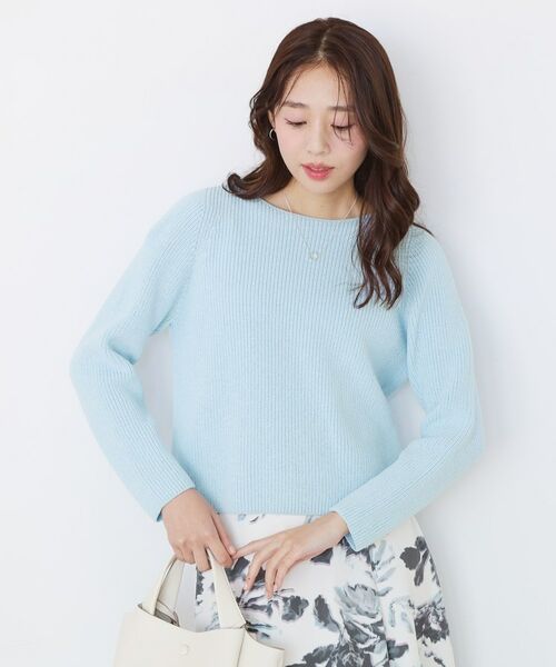 COUP DE CHANCE / クードシャンス ニット・セーター | 【手洗い可／日本製】ミドルゲージ軽やかニットトップス（サックスブルー(090)）