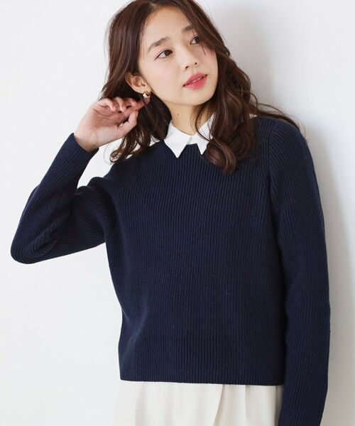 COUP DE CHANCE / クードシャンス ニット・セーター | 【手洗い可／日本製】ミドルゲージ軽やかニットトップス（ネイビー(094)）