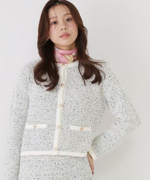COUP DE CHANCE / クードシャンス カーディガン・ボレロ | 【洗える/セットアップ可】ツィード調ニットカーディガン | 詳細1