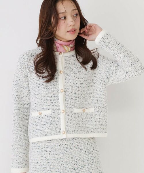 COUP DE CHANCE / クードシャンス カーディガン・ボレロ | 【洗える/セットアップ可】ツィード調ニットカーディガン(オフホワイト(403))