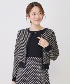 COUP DE CHANCE / クードシャンス カーディガン・ボレロ | 【手洗い可／幾何柄／無地あり】短め丈カーディガン