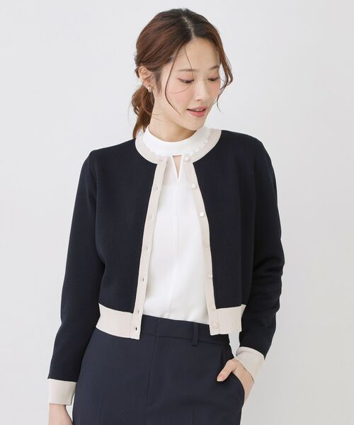 COUP DE CHANCE / クードシャンス カーディガン・ボレロ | 【手洗い可／幾何柄／無地あり】短め丈カーディガン | 詳細6